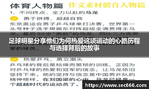 足球明星分享他们为何热爱这项运动的心路历程与选择背后的故事